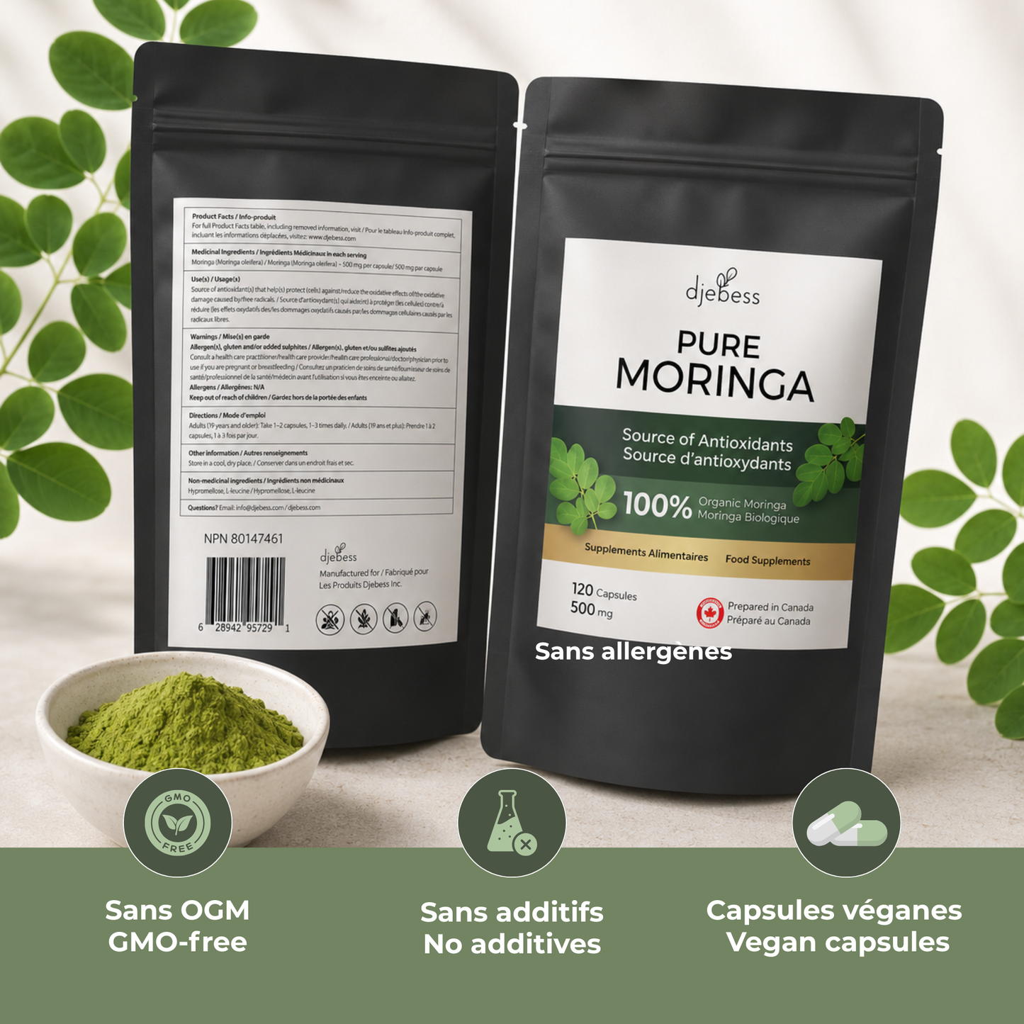 Capsules de Moringa Biologique – 120 Capsules